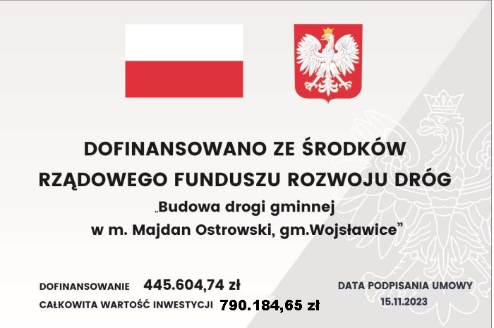 Miniaturka artykułu Budowa drogi gminnej w m. Majdan Ostrowski, gmina Wojsławice
