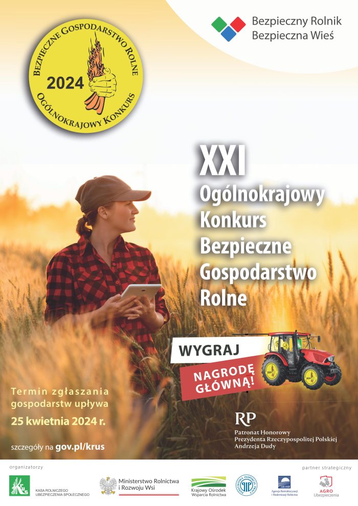 Plakat konkursu "Bezpieczne Gospodarstwo Rolne 2024"