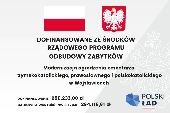 Miniaturka artykułu Modernizacja ogrodzenia cmentarza rzymskokatolickiego, prawosławnego i polskokatolickiego w Wojsławicach