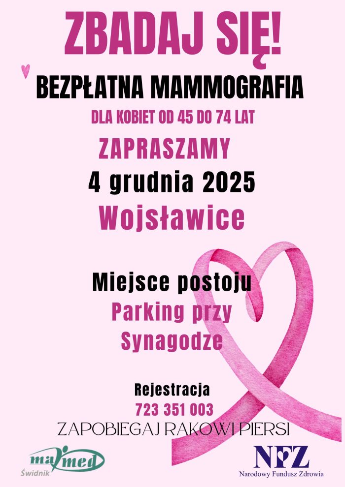 Miniaturka artykułu Zaproszenie na bezpłatną mammografię
