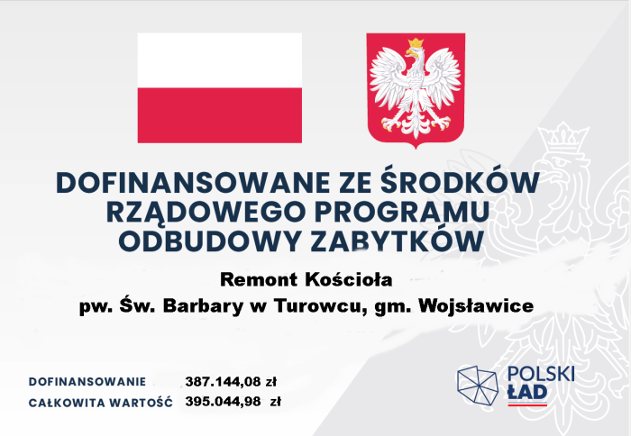 Miniaturka artykułu Remont Kościoła Pw. Św. Barbary w Turowcu, gm. Wojsławice
