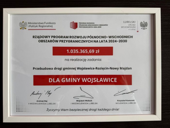 Miniaturka artykułu Gmina Wojsławice z ważną dotacją na remont drogi