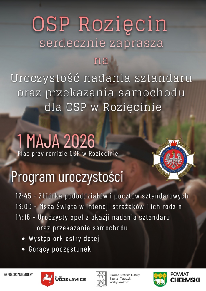 Miniaturka artykułu Zaproszenie na uroczystość nadania sztandaru dla OSP Rozięcin