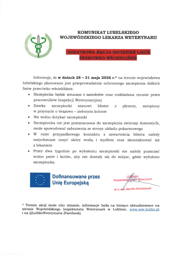 Miniaturka artykułu Komunikat ws. dodatkowego szczepienia lisów przeciwko wściekliźnie