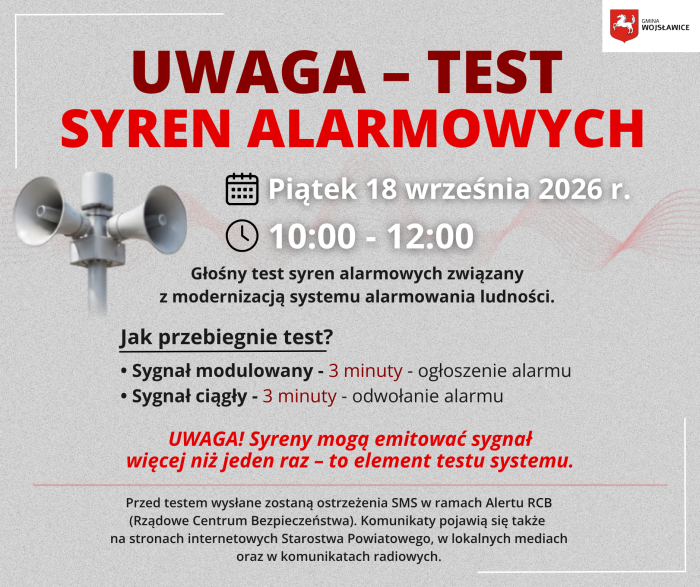 Miniaturka artykułu UWAGA – TEST SYREN ALARMOWYCH